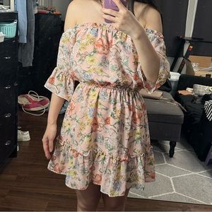 Pink off the shoulder floral dress